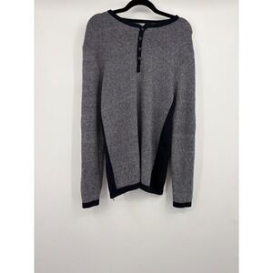 Hawker & Rye Mens Cotton Cashmere Herringbone Henley Sweater Size M